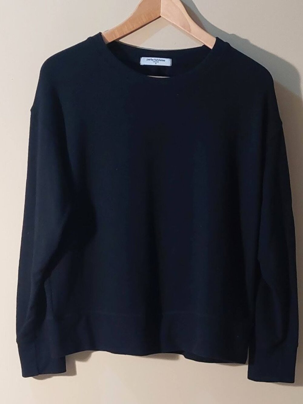Perfect White Tee True Black Selma Pullover Brushed Sweater Sweatshirt Sz: S
